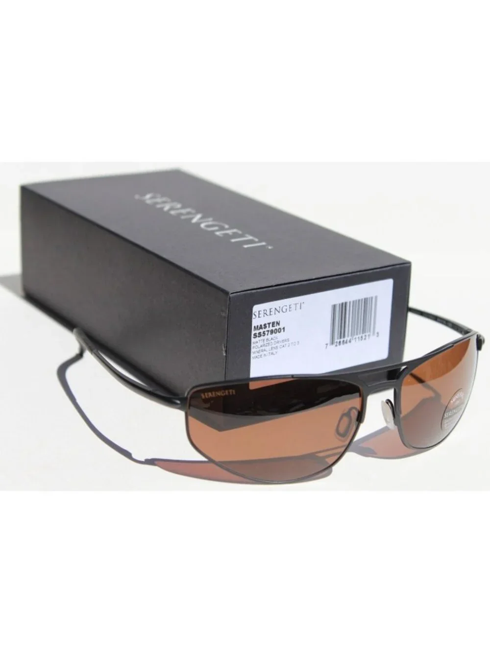 SERENGETI Masten POLARIZED Sunglasses Matte Black/Drivers NEW SS579001 Italy
